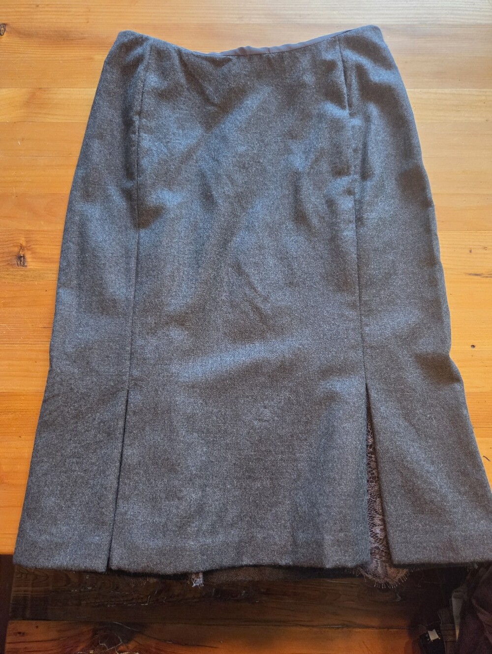 Valentino Gray Wool-Blend Pencil Skirt